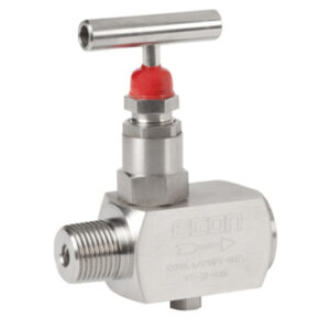 Válvula de aguja ECON 1223 Acero inoxidable/PTFE Palanca en T  Tornillo de purga Diámetro de la válvula: 6 mm PN400 Rosca interna (NPT) Rosca externa (NPT) 1/2" (15)