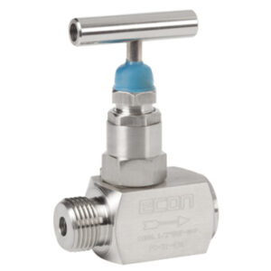 Válvula de aguja ECON 230 Acero inoxidable Palanca en T recta Rosca interna (BSPP)/Rosca externa (BSPP)